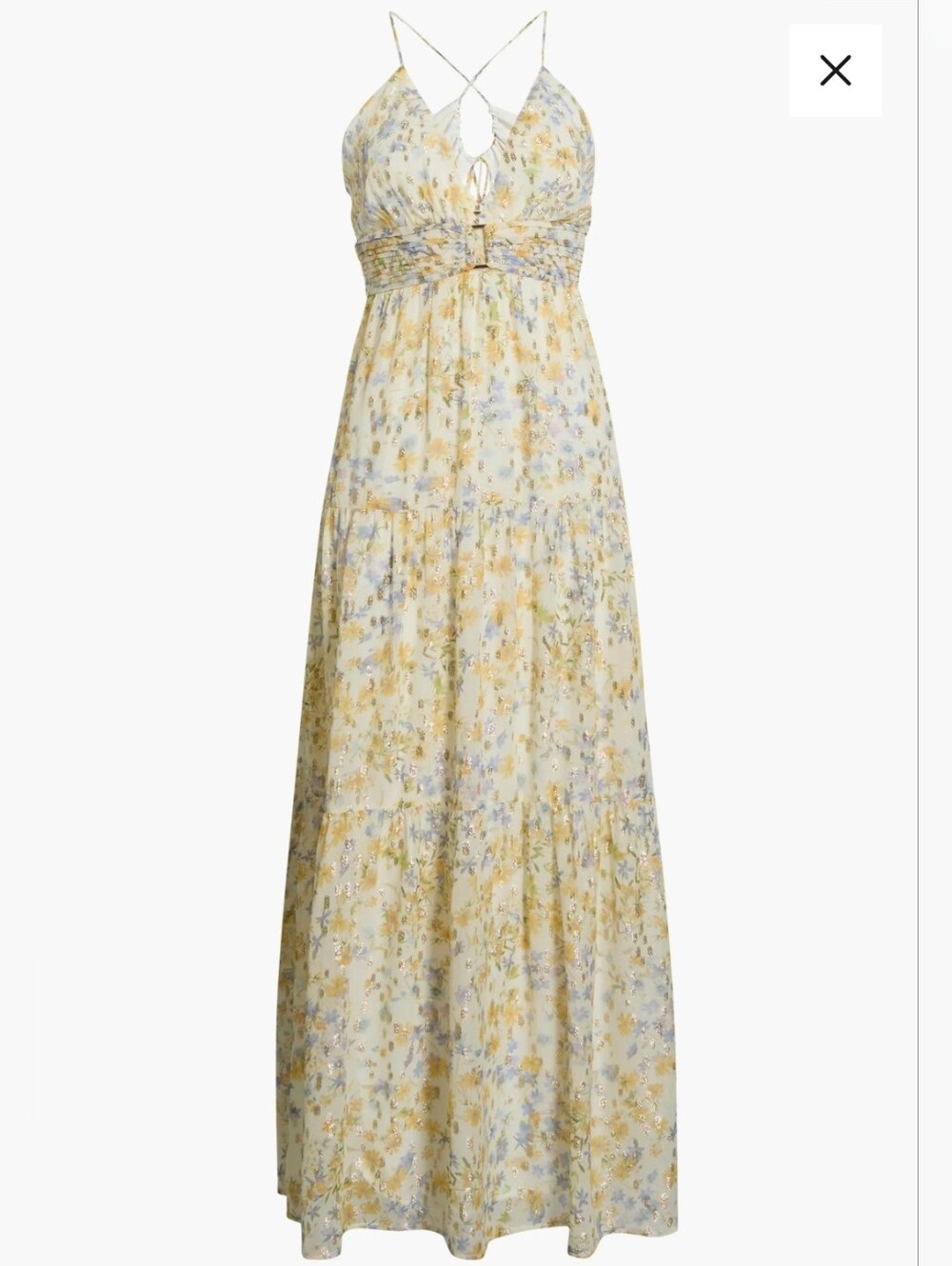 Parker Yellow Liora Floral Gold Maxi Dress Print Size XS